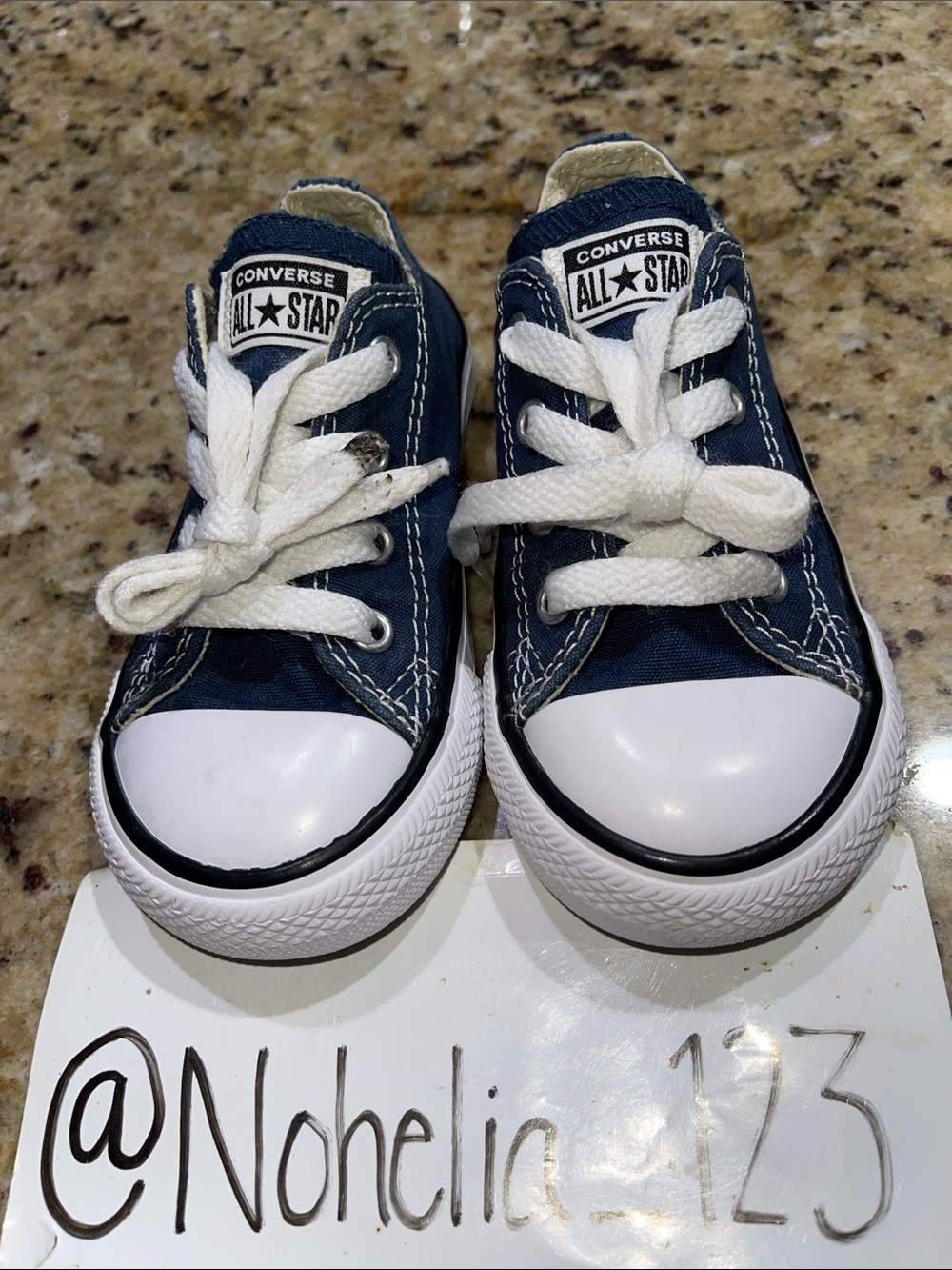 Converse Kids Navy Blue & White Low Top Sneakers